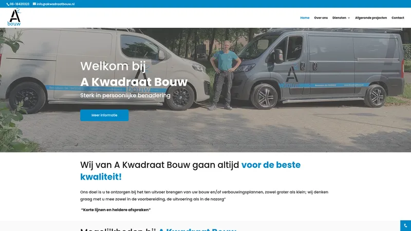 Website van A Kwadraat Bouw
