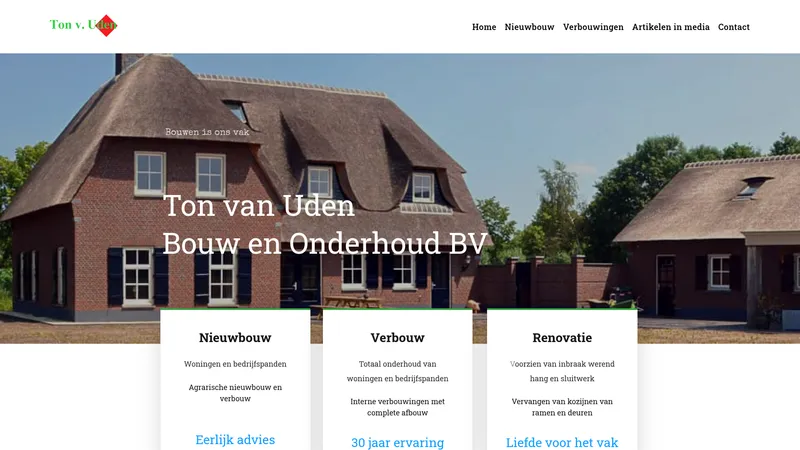 Website van A. VAN Uden Bouw en Onderhoud B.V.