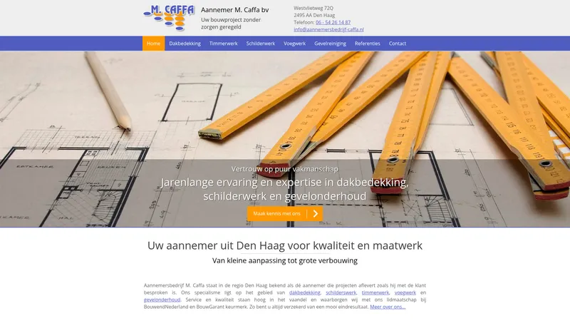 Website van Aannemer Caffa - Den Haag