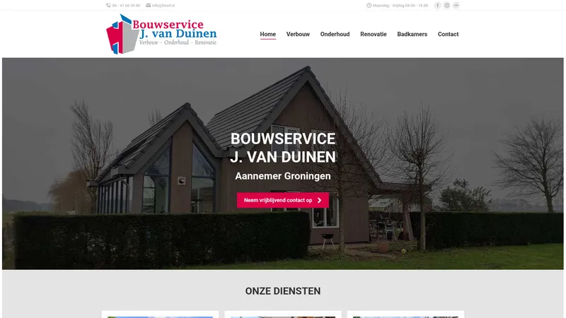 Website van Aannemer Groningen Bouwservice J. van Duinen