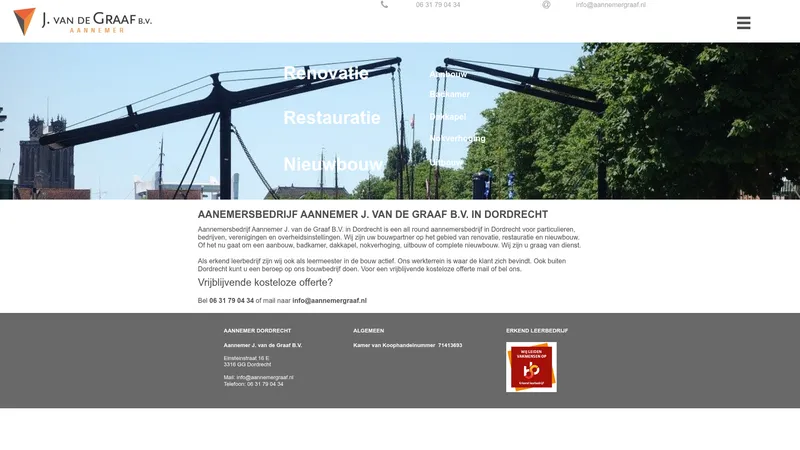 Website van Aannemer J. van de Graaf B.V.