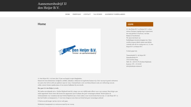 Website van Aannemersbedrijf A. den Heijer