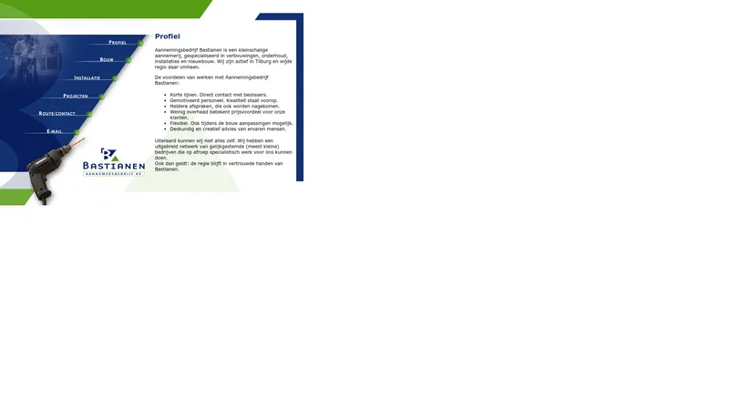 Website van Aannemersbedrijf Bastianen BV
