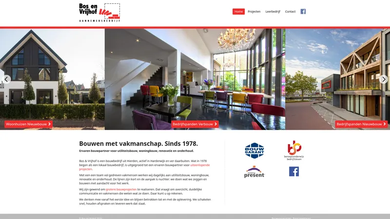 Website van Aannemersbedrijf Bos en Vrijhof B.V.