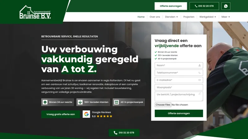 Website van Aannemersbedrijf Bruinse B.V.