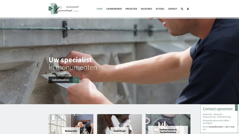 Website van Aannemersbedrijf Cauwenborgh