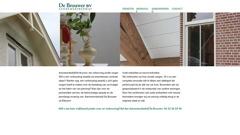 Website van Aannemersbedrijf De Brouwer B.V.