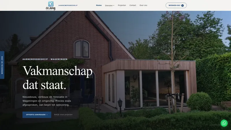 Website van Aannemersbedrijf De Jong Wageningen