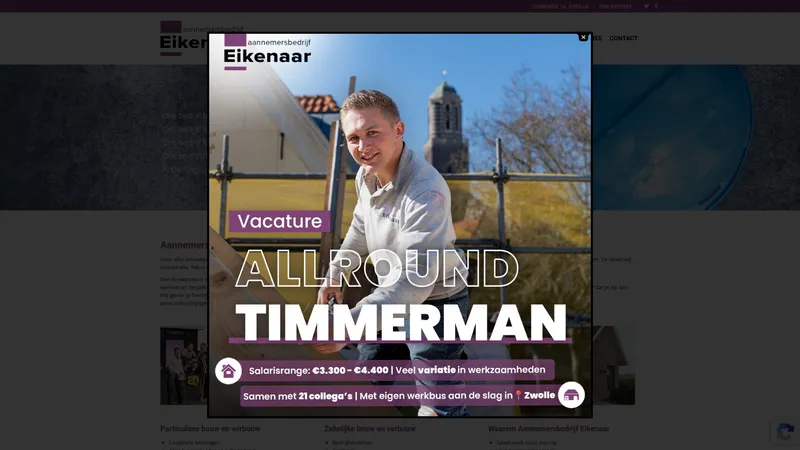 Website van Aannemersbedrijf Eikenaar B.V.