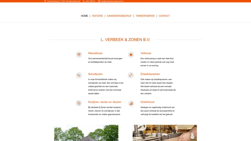 Website van Aannemersbedrijf en timmerfabriek L. Verbeek en Zonen