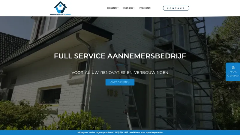 Website van Aannemersbedrijf Garant