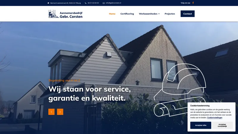 Website van Aannemersbedrijf Gebr. Corsten