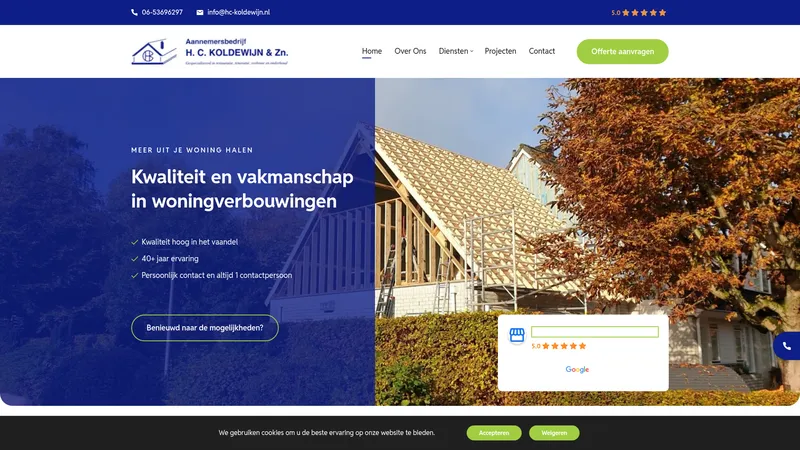 Website van Aannemersbedrijf H.C. Koldewijn en Zn.