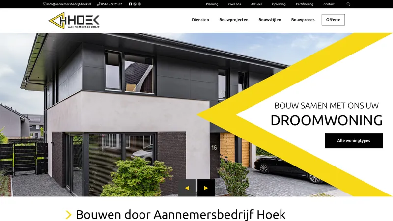 Website van Aannemersbedrijf Hoek & Zonen B.V.