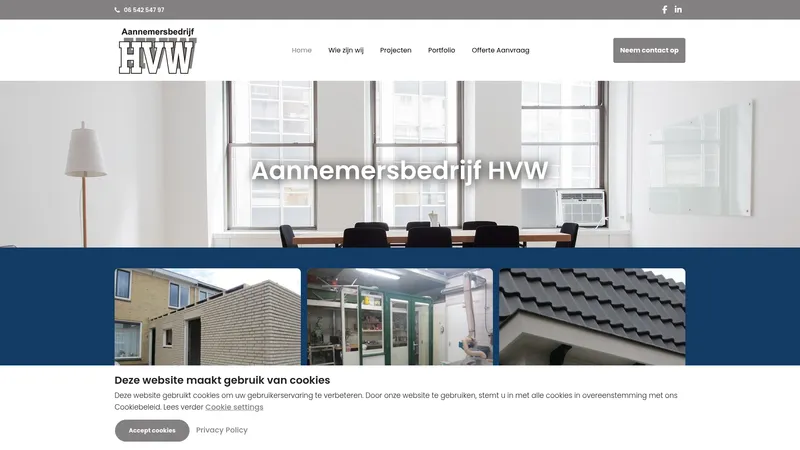 Website van aannemersbedrijf HVW