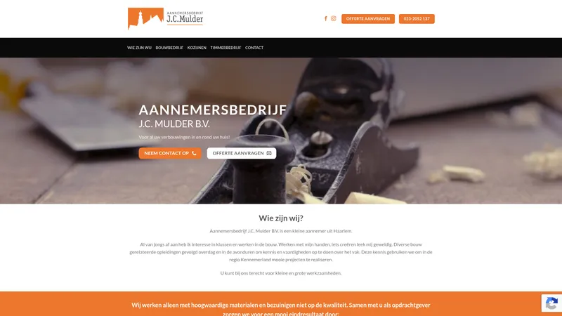 Website van Aannemersbedrijf J.C. Mulder | Uw aannemer in Haarlem