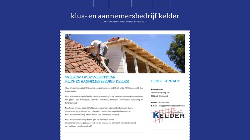 Website van Aannemersbedrijf Kelder