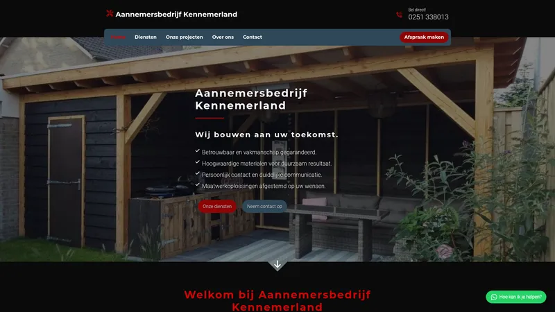 Website van Aannemersbedrijf kennemerland
