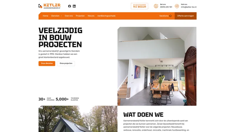 Website van Aannemersbedrijf Ketler B.V.