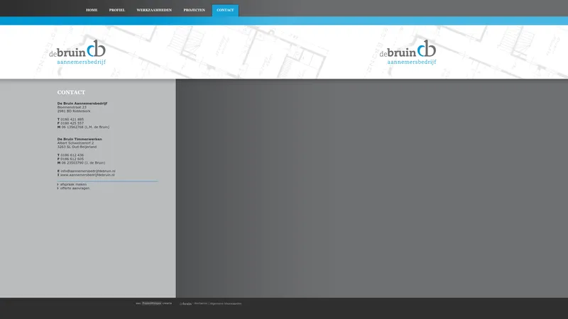 Website van Aannemersbedrijf L.M. de Bruin