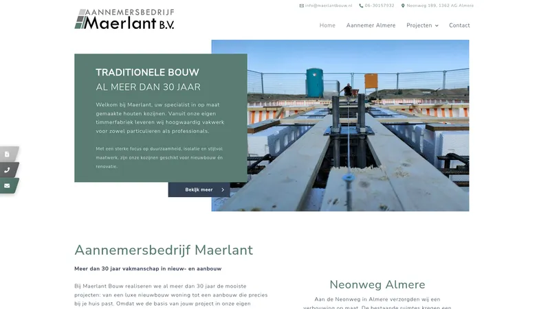 Website van Aannemersbedrijf Maerlant B.V.