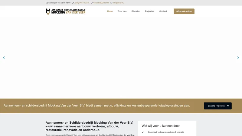 Website van Aannemersbedrijf Mocking