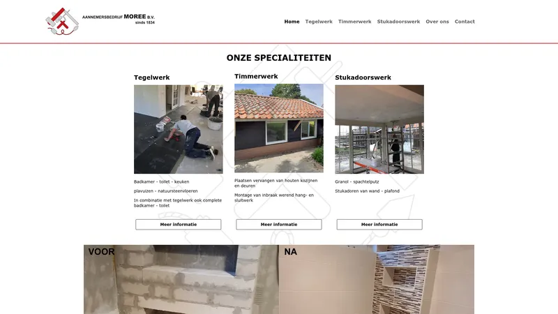 Website van Aannemersbedrijf Moree BV