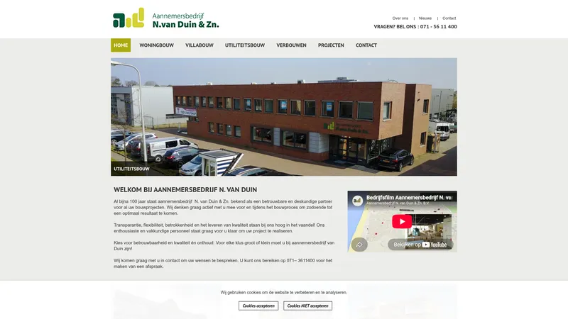Website van Aannemersbedrijf N. van Duin & Zn. B.V.