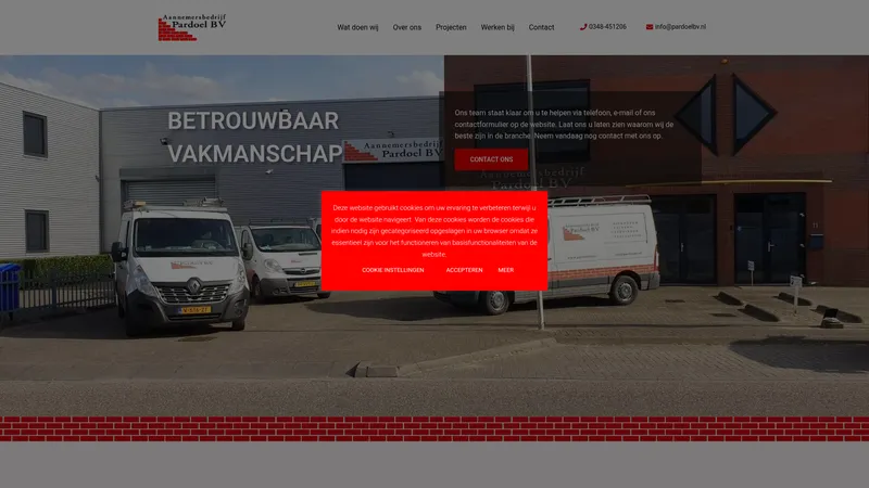 Website van Aannemersbedrijf Pardoel B.V.