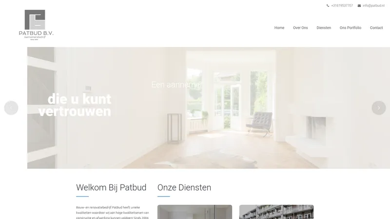 Website van Aannemersbedrijf PatBud B.V.