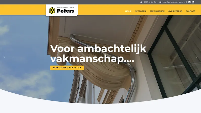 Website van Aannemersbedrijf Peters BV