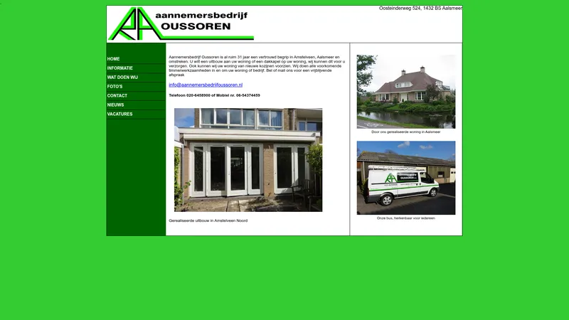 Website van Aannemersbedrijf R.A. Oussoren
