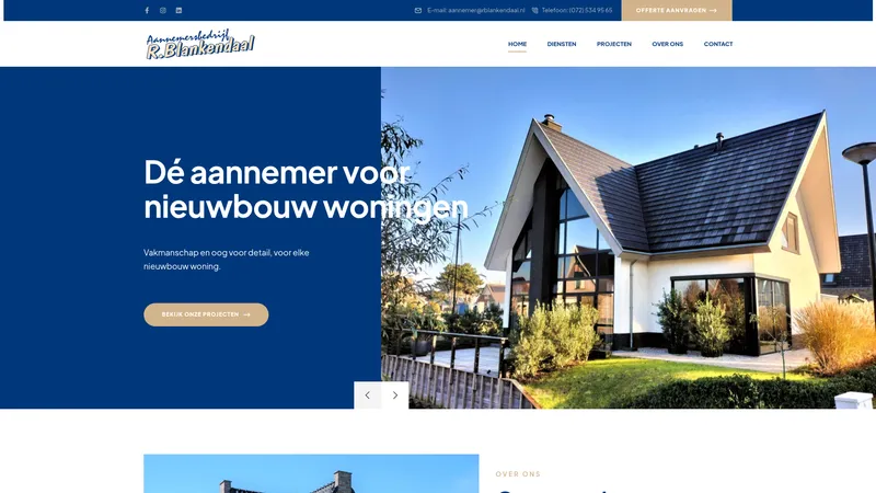 Website van Aannemersbedrijf R. Blankendaal