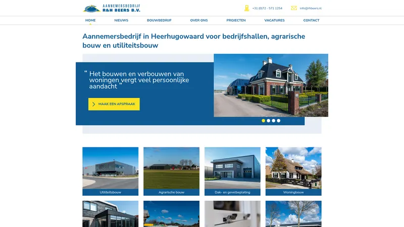Website van Aannemersbedrijf R&H Beers BV