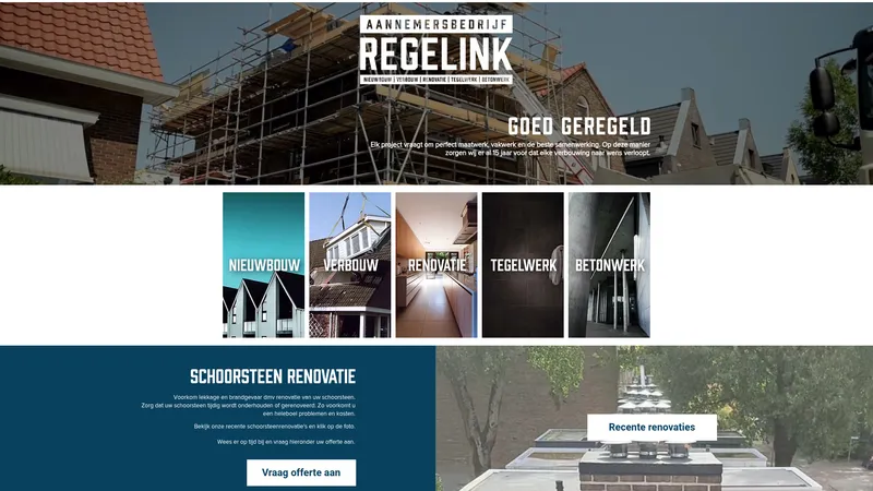 Website van Aannemersbedrijf Regelink