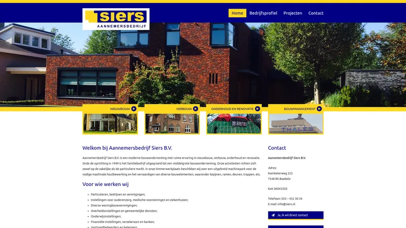 Website van Aannemersbedrijf Siers B.V.