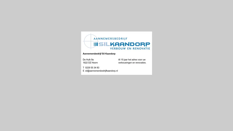 Website van Aannemersbedrijf Sil Kaandorp