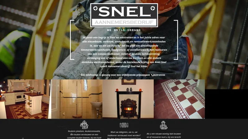 Website van Aannemersbedrijf Snel
