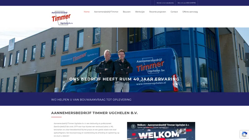 Website van Aannemersbedrijf Timmer Ugchelen B.V.