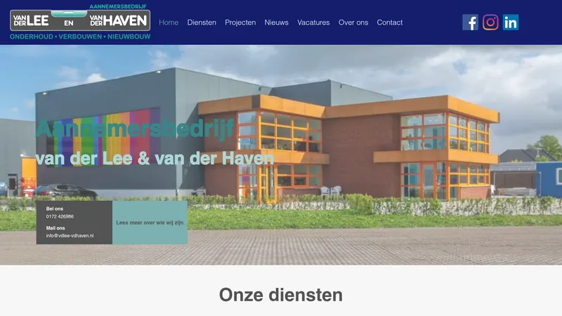Website van Aannemersbedrijf Van der Lee-van der Haven