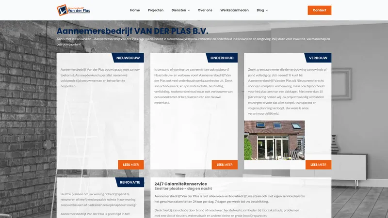 Website van Aannemersbedrijf Van Der Plas B.V.