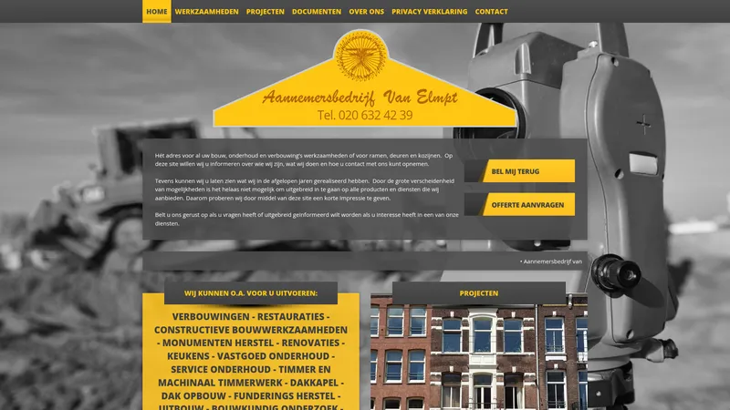 Website van Aannemersbedrijf van Elmpt