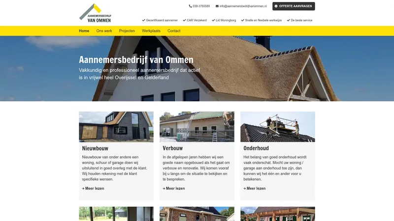 Website van Aannemersbedrijf Van Ommen