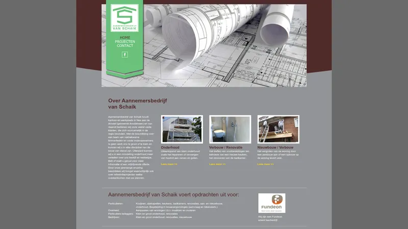 Website van Aannemersbedrijf Van Schaik