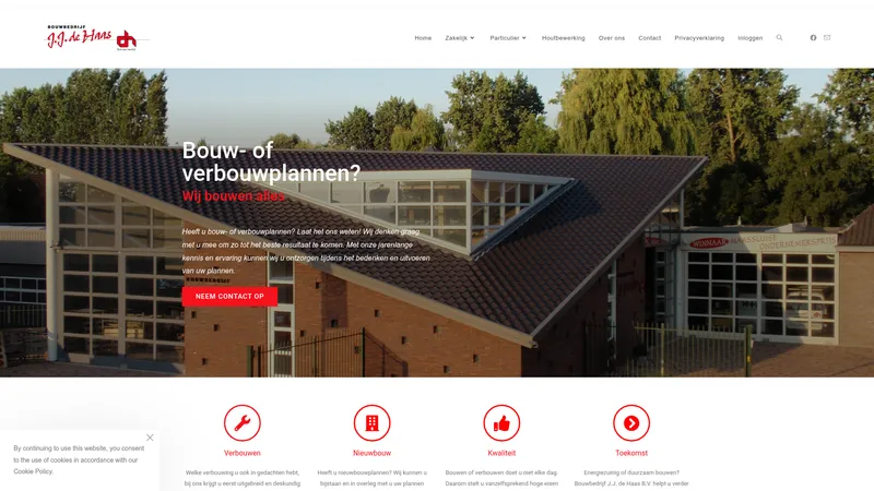 Website van Aannemings- en bouwbedrijf J.J. de Haas BV