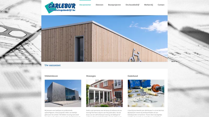 Website van Aannemingsbedrijf Carlebur B.V.