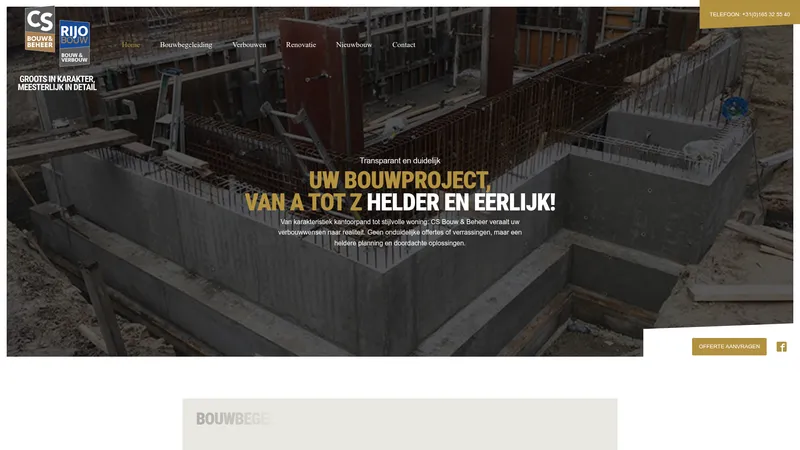 Website van Aannemingsbedrijf CS Bouw & Beheer