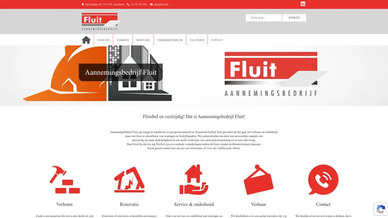 Website van Aannemingsbedrijf Fluit