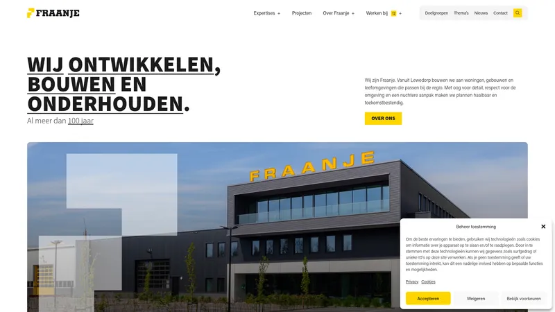 Website van Aannemingsbedrijf Fraanje B.V.