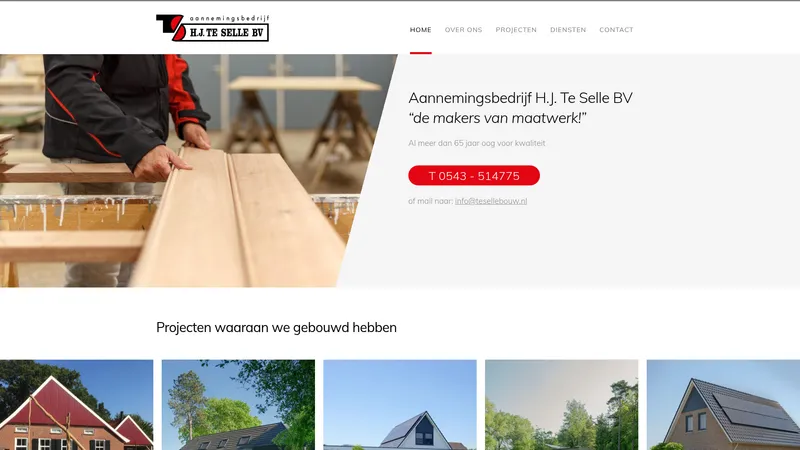 Website van Aannemingsbedrijf H.J. Te Selle B.V.